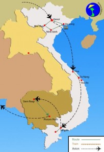 carte circuit-vietnam-cambodge